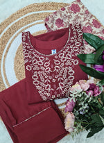 Thumbnail for Vellora Cotton Silk Rose Pink Casual Wear Embroidery Work Readymade Suit