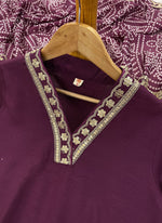 Thumbnail for Vellora Viscose Silk Wine Casual Wear Bandhani Print Readymade Suit