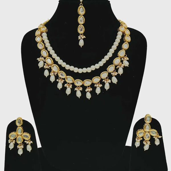 Joban Fashion Hand Made High Quality Gold Plated Base Metal Alloy Kundan Stone Studded Kundan Jewellery Set - Distacart