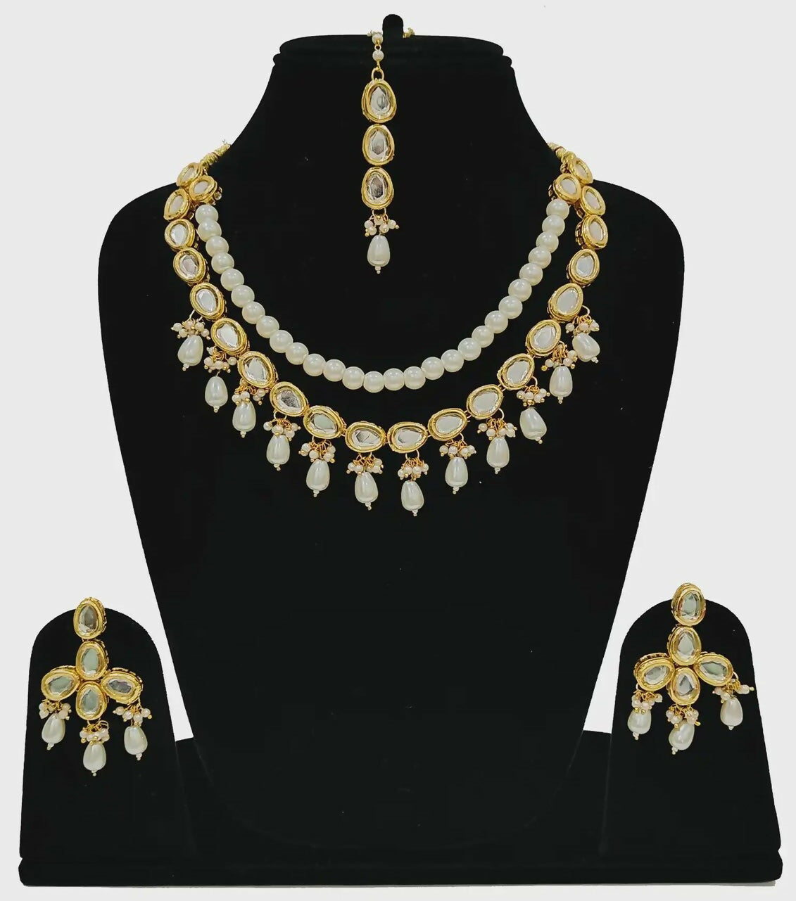 Joban Fashion Hand Made High Quality Gold Plated Base Metal Alloy Kundan Stone Studded Kundan Jewellery Set - Distacart