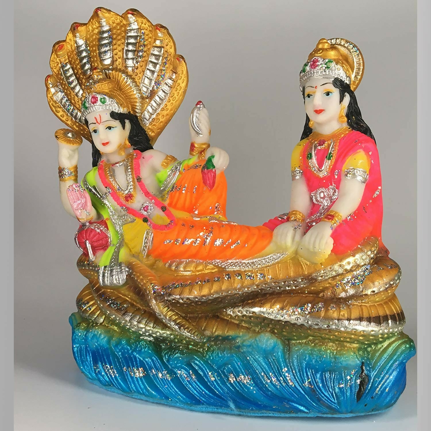 Blissful Polymer Unbreakable Action Lord Vishnu Laxmi Idol - Distacart