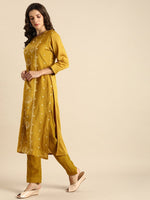 Thumbnail for All About You Women Mustard Yellow & Off-White Ethnic Motifs Embroidered Kurta Set - Distacart