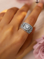 Thumbnail for Rubans Women Rhodium Plated Cubic Zirconia Studded Adjustable Finger Ring - Distacart
