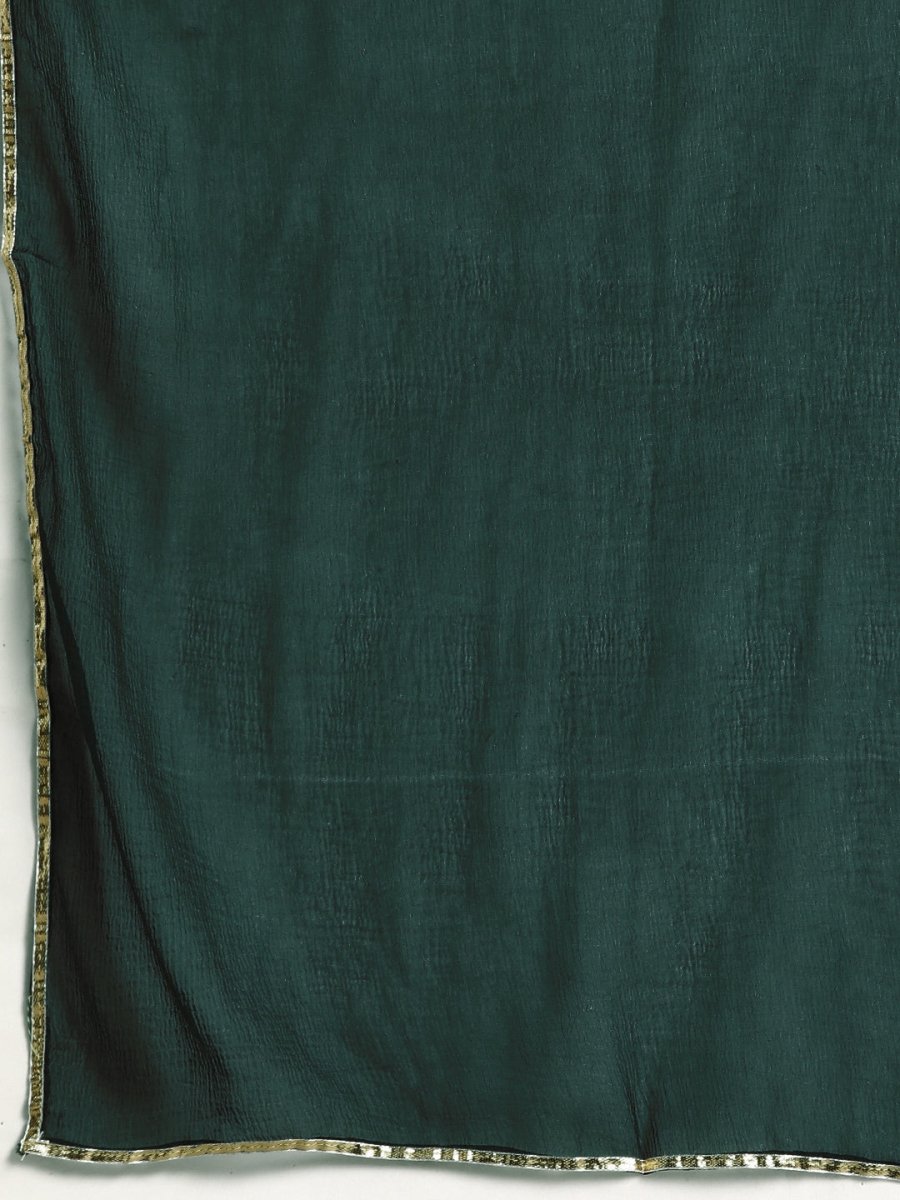 Anouk Women Green Ethnic Motifs Embroidered Thread Work Kurta with Palazzos & With Dupatta - Distacart