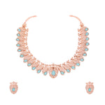 Thumbnail for Tehzeeb Creations Rose Gold Sky Blue Colour Necklace With Pair Of Earrings - Distacart