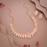 Thumbnail for Tehzeeb Creations Rose Gold Sky Blue Colour Necklace With Pair Of Earrings - Distacart