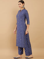 Thumbnail for Soch Women Blue Printed Kurta with Palazzos - Distacart