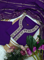 Thumbnail for Vellora Viscose Chanderi Purple Festival Wear Sequins Work Readymade Suit