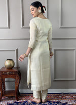 Thumbnail for Vellora Pv Chanderi White Casual Wear Embroidery Work Readymade Suit