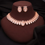 Thumbnail for Tehzeeb Creations Rose Gold White Colour Necklace With Pair Of Earrings - Distacart