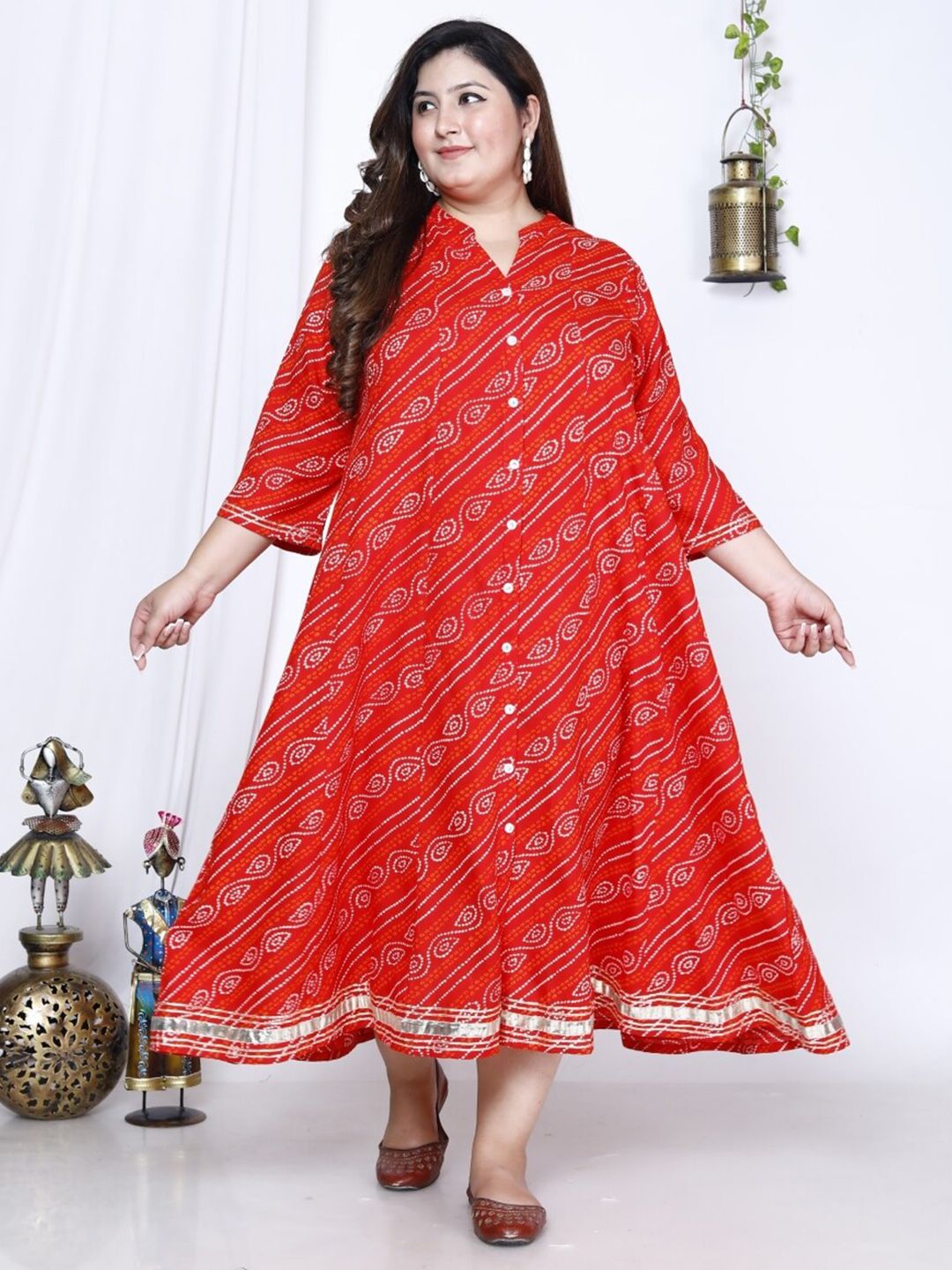 Swasti Bandhani Printed A-Line Maxi Ethnic Dress - Distacart