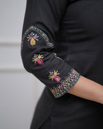 Thumbnail for Vellora Viscose Silk Black Daily Wear Sequins Work Readymade Kurti Set