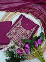 Thumbnail for Vellora Rayon Slub Maroon Daily Wear Sequins Work Readymade Suit