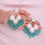 Thumbnail for Tehzeeb Creations Gold Polish Green Colour Earrings - Distacart