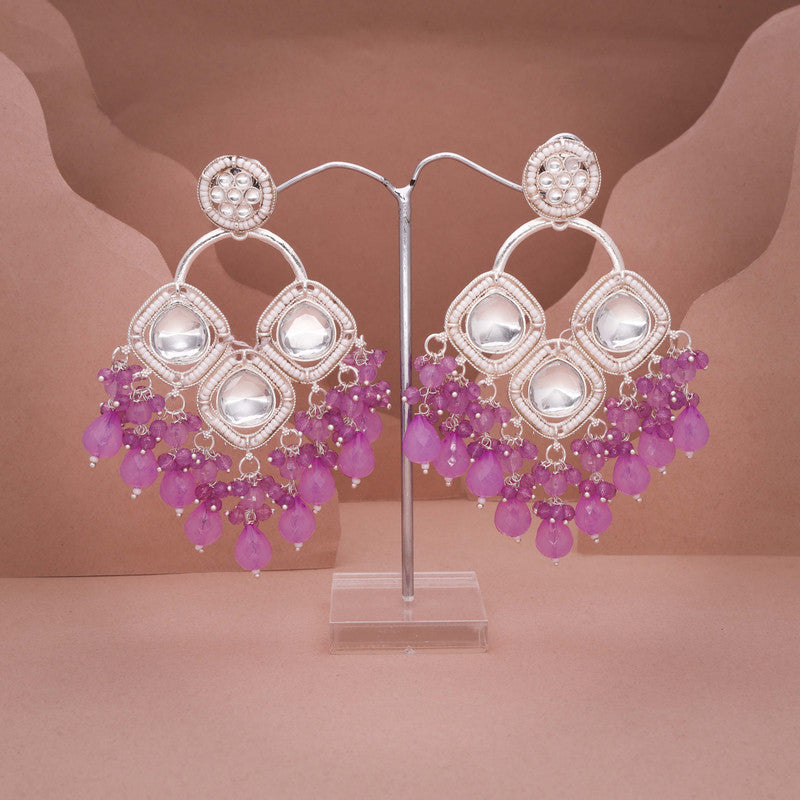 Tehzeeb Creations Gold Polish Lavender Colour Earrings - Distacart