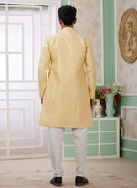 Thumbnail for Raivat Ethnic Banarasi Jacquard Embroidery Indo Western Sherwani In Yellow Colour - Distacart