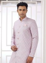 Thumbnail for Raivat Ethnic Banarasi Jacquard Embroidery Indo Western Sherwani In Pink Colour - Distacart