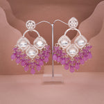 Thumbnail for Tehzeeb Creations Gold Polish Lavender Colour Earrings - Distacart