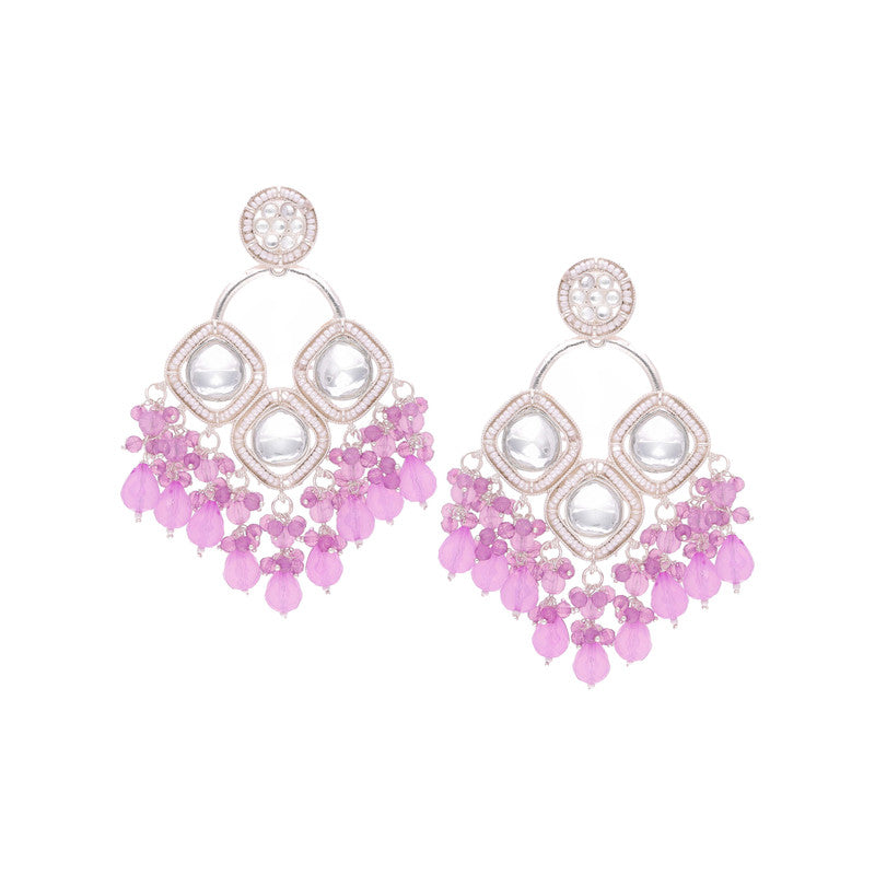 Tehzeeb Creations Gold Polish Lavender Colour Earrings - Distacart