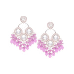 Thumbnail for Tehzeeb Creations Gold Polish Lavender Colour Earrings - Distacart