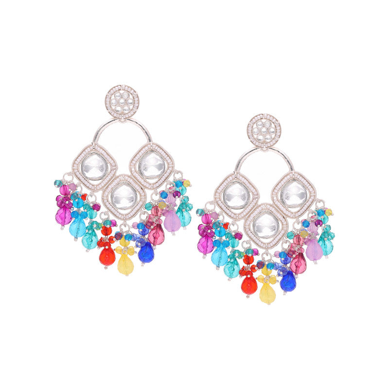 Tehzeeb Creations Gold Polish Multi Colour Earrings - Distacart