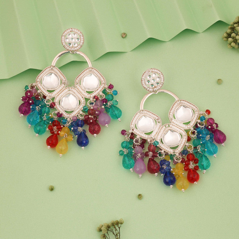 Tehzeeb Creations Gold Polish Multi Colour Earrings - Distacart