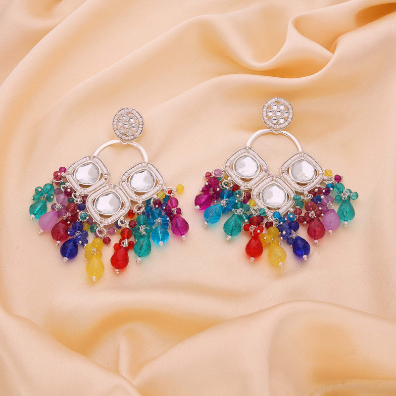 Tehzeeb Creations Gold Polish Multi Colour Earrings - Distacart