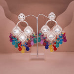 Thumbnail for Tehzeeb Creations Gold Polish Multi Colour Earrings - Distacart