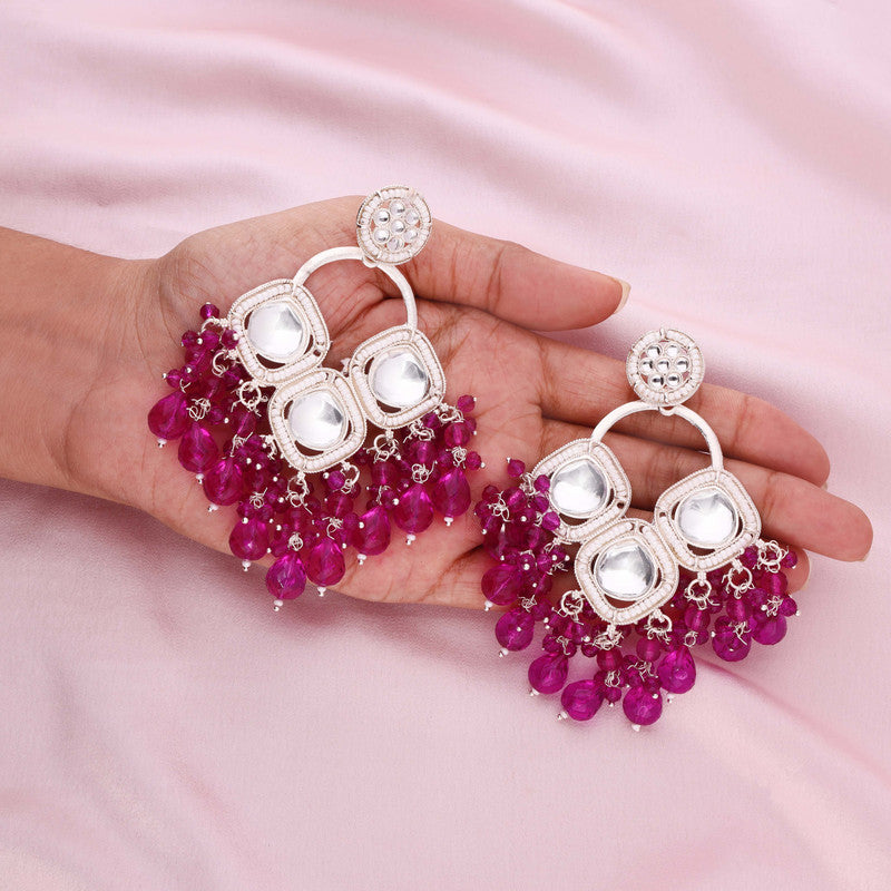 Tehzeeb Creations Gold Polish Pink Colour Earrings - Distacart