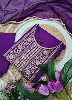 Thumbnail for Vellora Rayon Slub Purple Casual Wear Sequins Work Readymade Suit