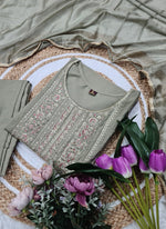 Thumbnail for Vellora Rayon Slub Mint Green Casual Wear Sequins Work Readymade Suit