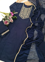 Thumbnail for Vellora Rayon Slub Blue Casual Wear Sequins Work Readymade Suit