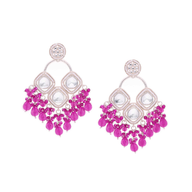 Tehzeeb Creations Gold Polish Pink Colour Earrings - Distacart