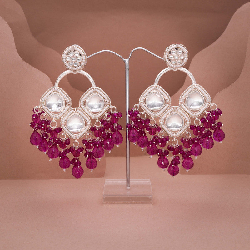 Tehzeeb Creations Gold Polish Pink Colour Earrings - Distacart