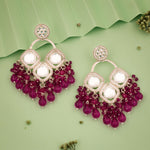 Thumbnail for Tehzeeb Creations Gold Polish Pink Colour Earrings - Distacart