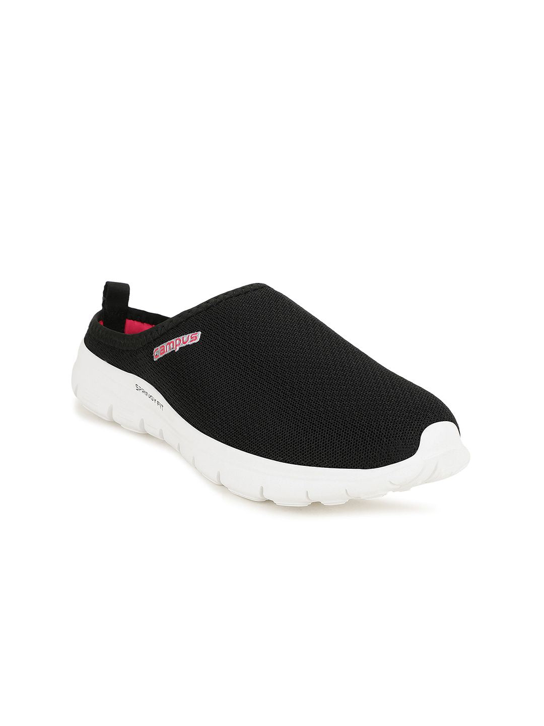 Campus Women Black Mesh Walking Shoes