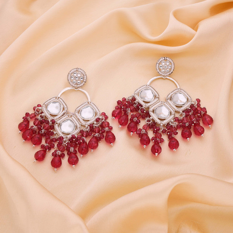 Tehzeeb Creations Gold Polish Rani Pink Colour Earrings - Distacart