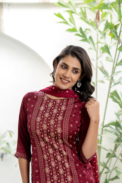 Juniper Women's Maroon Viscose Rayon Solid Sharara Set - Distacart