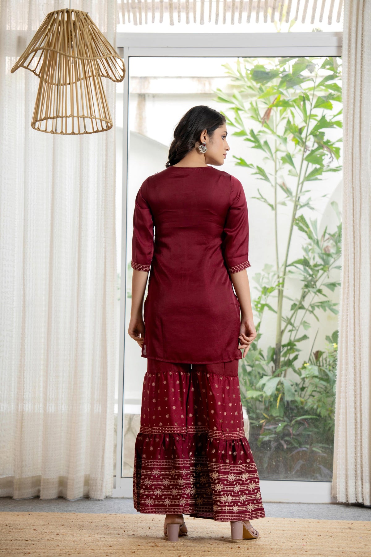 Juniper Women's Maroon Viscose Rayon Solid Sharara Set - Distacart