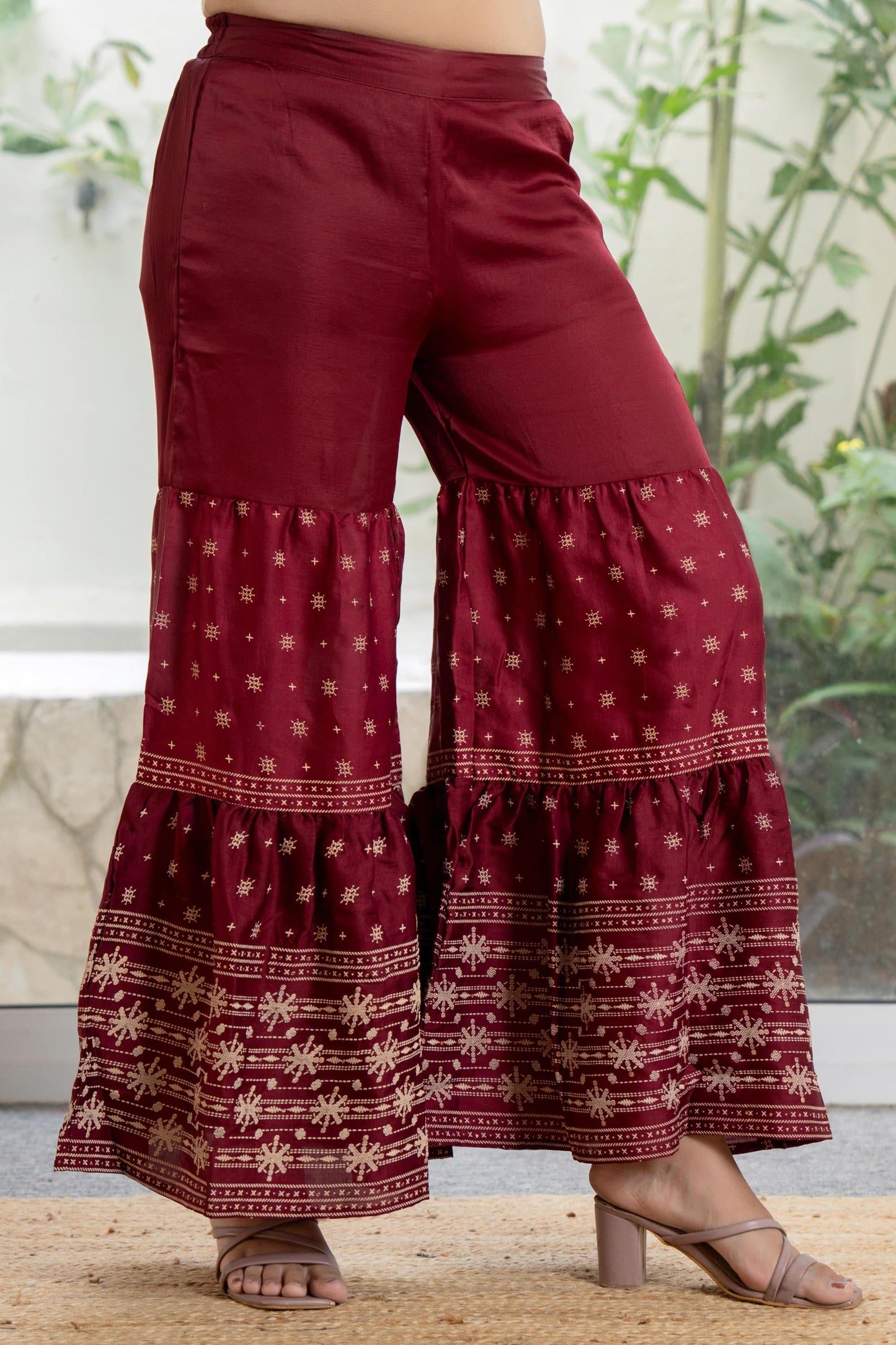 Juniper Women's Maroon Viscose Rayon Solid Sharara Set - Distacart
