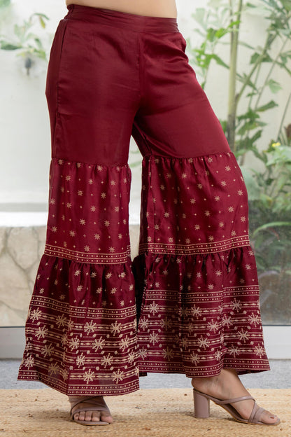 Juniper Women's Maroon Viscose Rayon Solid Sharara Set - Distacart