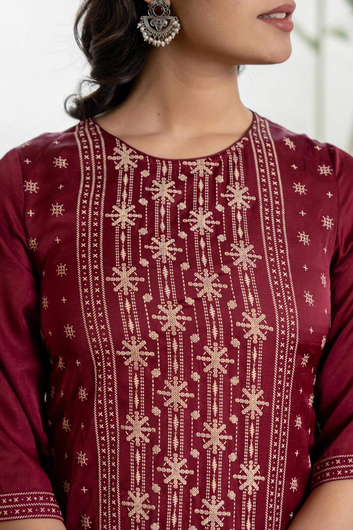 Juniper Women's Maroon Viscose Rayon Solid Sharara Set - Distacart