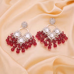 Thumbnail for Tehzeeb Creations Gold Polish Rani Pink Colour Earrings - Distacart