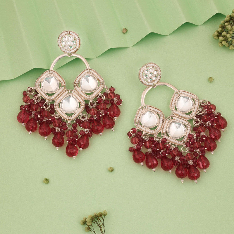 Tehzeeb Creations Gold Polish Rani Pink Colour Earrings - Distacart