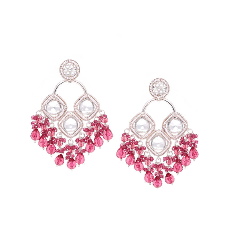 Tehzeeb Creations Gold Polish Rani Pink Colour Earrings - Distacart