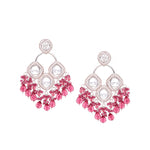 Thumbnail for Tehzeeb Creations Gold Polish Rani Pink Colour Earrings - Distacart