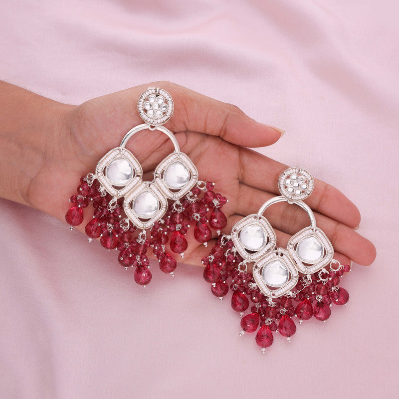 Tehzeeb Creations Gold Polish Rani Pink Colour Earrings - Distacart