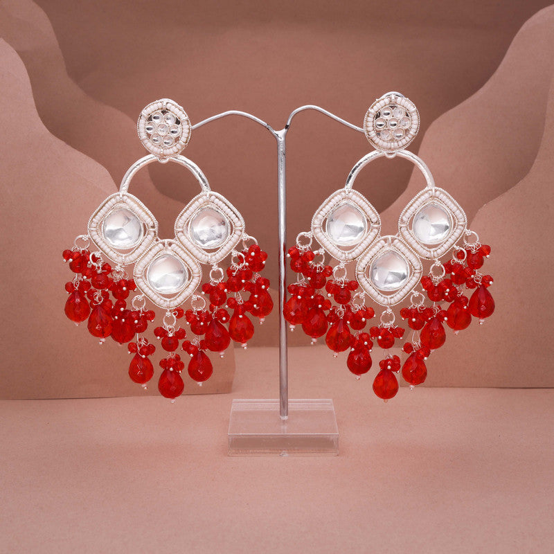 Tehzeeb Creations Gold Polish Red Colour Earrings - Distacart