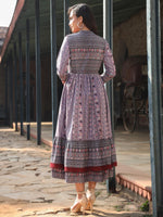 Thumbnail for Juniper Women's Juniper Women's Lavender Cambric Printed With Embroidery Flared Dress - Distacart