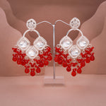 Thumbnail for Tehzeeb Creations Gold Polish Red Colour Earrings - Distacart